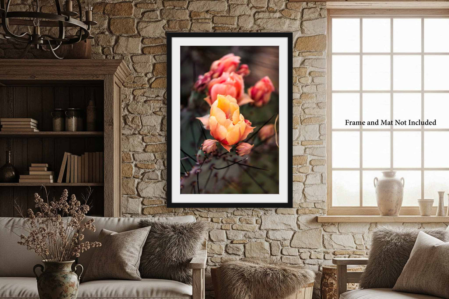 Botanical Photography Print (Unframed) Prickly Pear Cactus Flowers in Texas | Vertical Big Bend National Park Wall Art Nature Decor