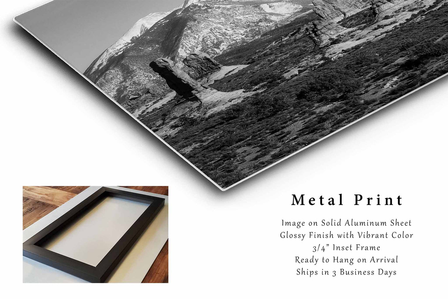 Arches National Park Metal Print | Black and White Photography | La Sal Mountains Wall Art | Utah Landscape Photo | Nature Decor | Ready to Hang