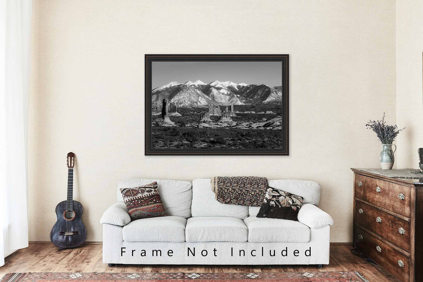 Arches National Park Photography Print | Black and White Picture | La Sal Mountains Wall Art | Utah Landscape Photo | Nature Decor | Not Framed