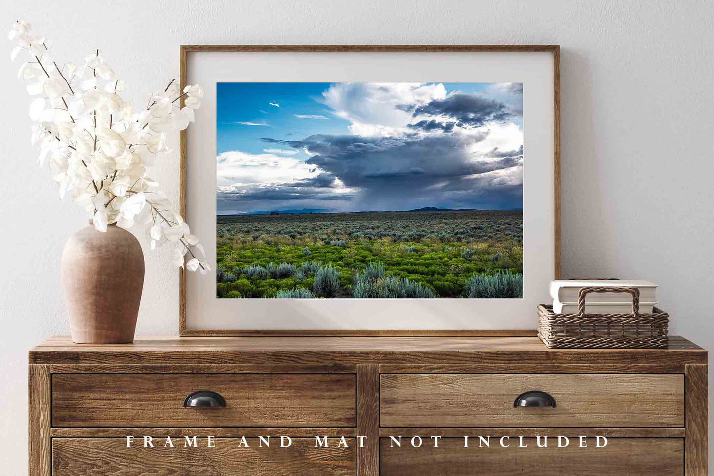 Desert Photography Print - Picture of Monsoon Storm Over Mountains Near Taos New Mexico Scenic Southwest Sky Landscape Decor 4x6 to 30x45