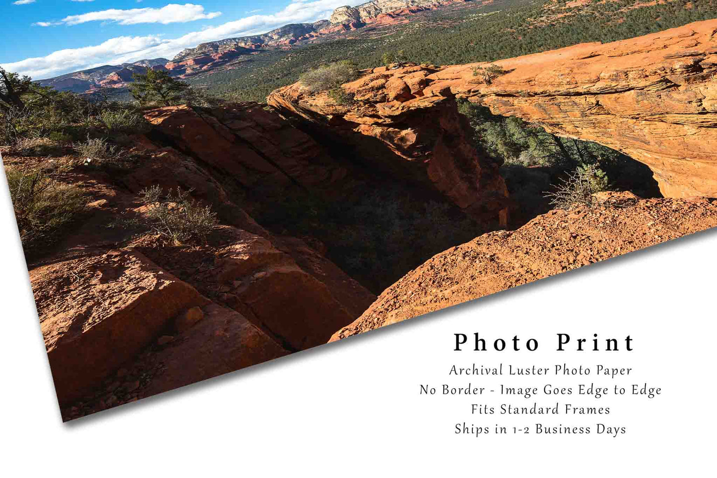 Arizona Landscape Photography Art Print - Picture of Devils Bridge on Clear Day Near Sedona Arizona Southwest Travel Decor Desert Photo