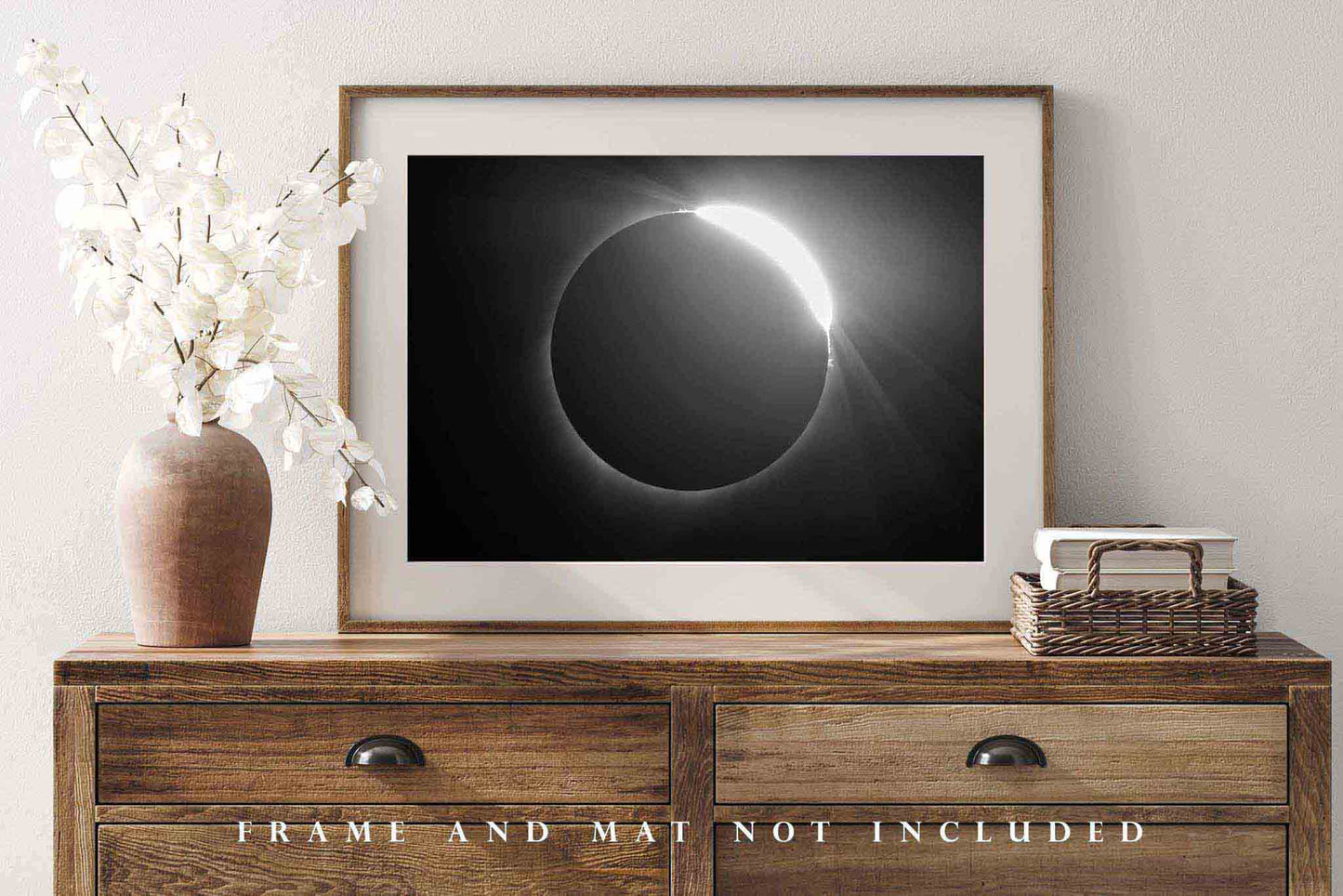 Solar Eclipse Photography Print | Diamond Ring Effect Picture | Celestial Wall Art | Nebraska Photo | Science Decor | Not Framed