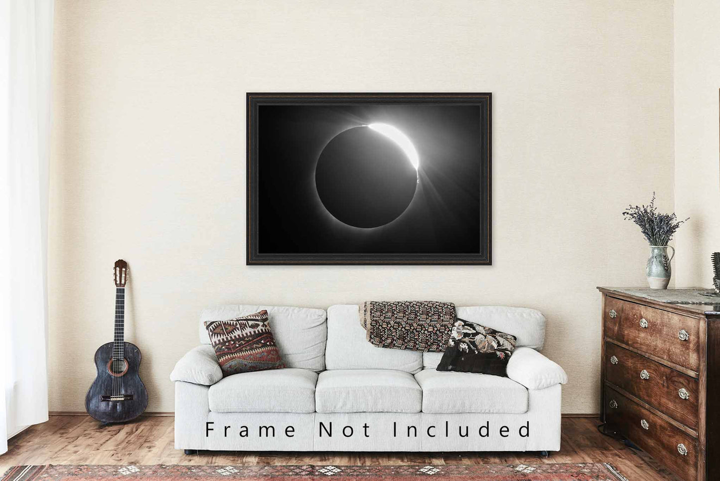 Celestial Photo Print | Black and White Total Solar Eclipse Picture | Nebraska Wall Art | Space Photography | Science Decor