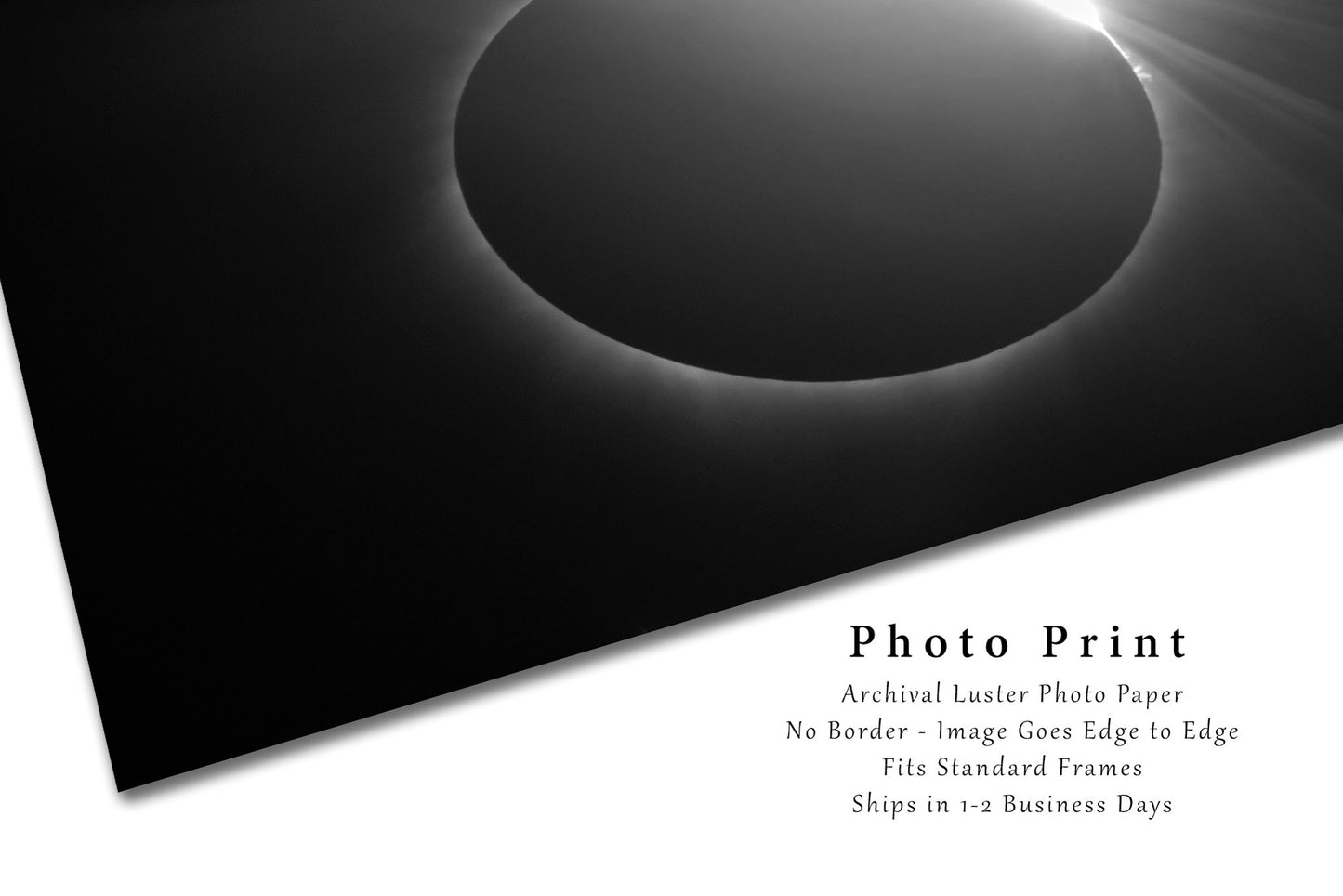 Celestial Photo Print | Black and White Total Solar Eclipse Picture | Nebraska Wall Art | Space Photography | Science Decor