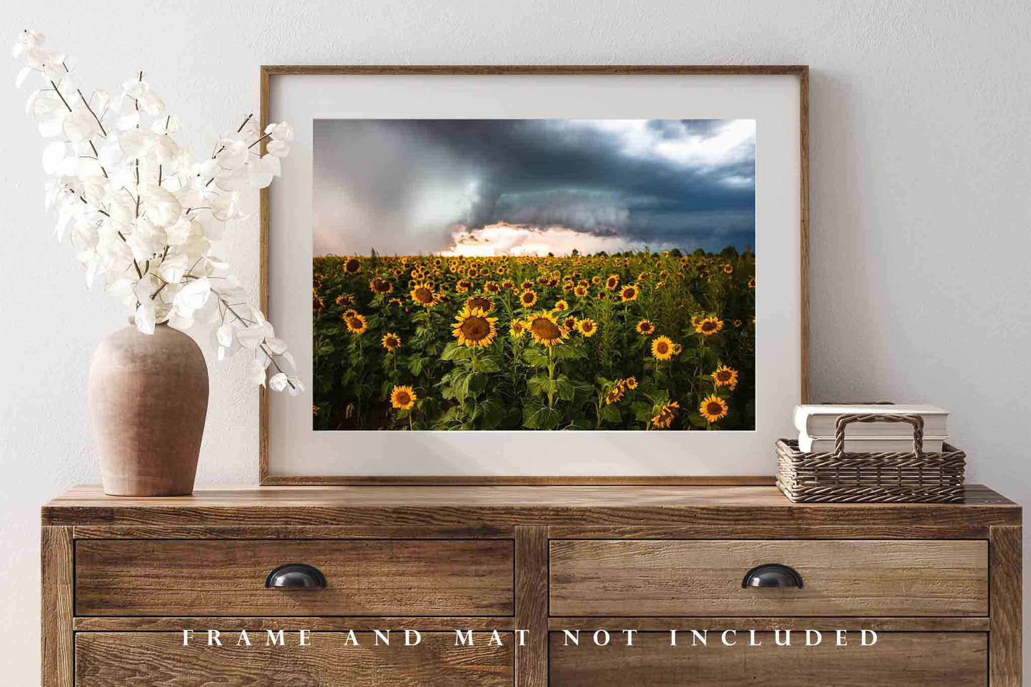 Storm Photography Print | Sunflower Field Picture | Kansas Wall Art | Thunderstorm Photo | Farmhouse Decor | Not Framed