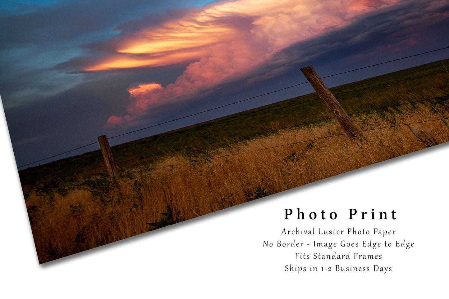 Cloud Photography Print - Wall Art Picture of Storm Cloud Illuminated by Evening Sunlight Over Western Oklahoma Plains Sky Decor 4x6 to 30x45
