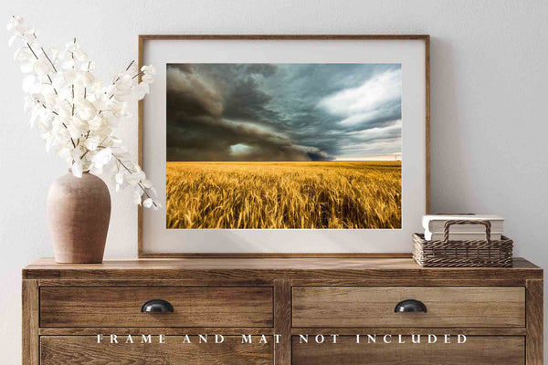 Storm Picture - Fine Art Landscape Photography Print of Thunderstorm Over Golden Wheat Field in Colorado Farm Weather Wall Photo Decor