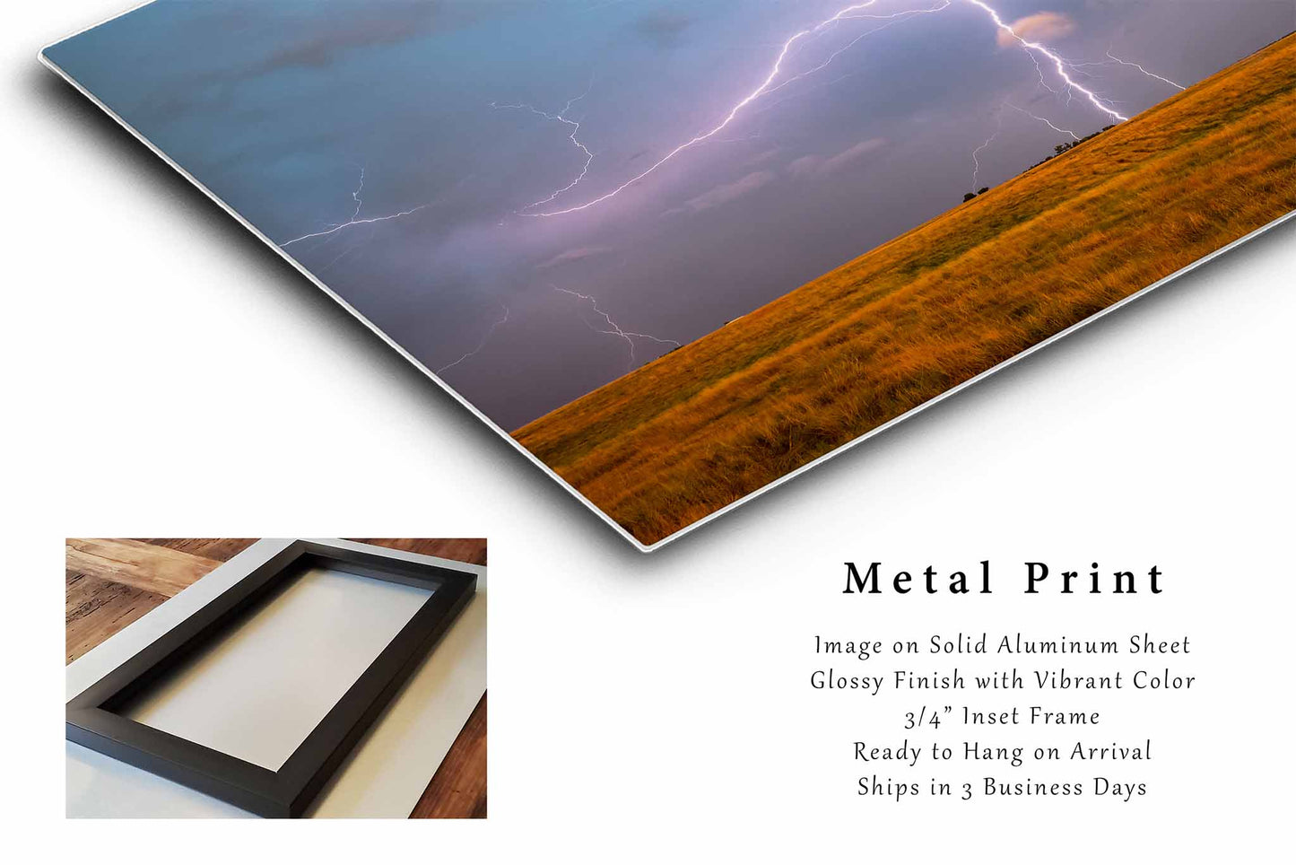 Lightning Metal Print | Storm Photography | Weather Wall Art | Oklahoma Sky Photo | Nature Decor | Ready to Hang