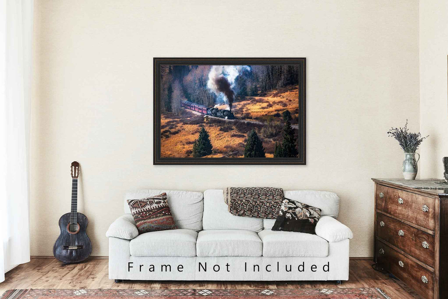 Train Photography Print - Picture of Steam Locomotive on Autumn Day in Colorado Mountains Railroad Home Decor Wall Art Photo Artwork