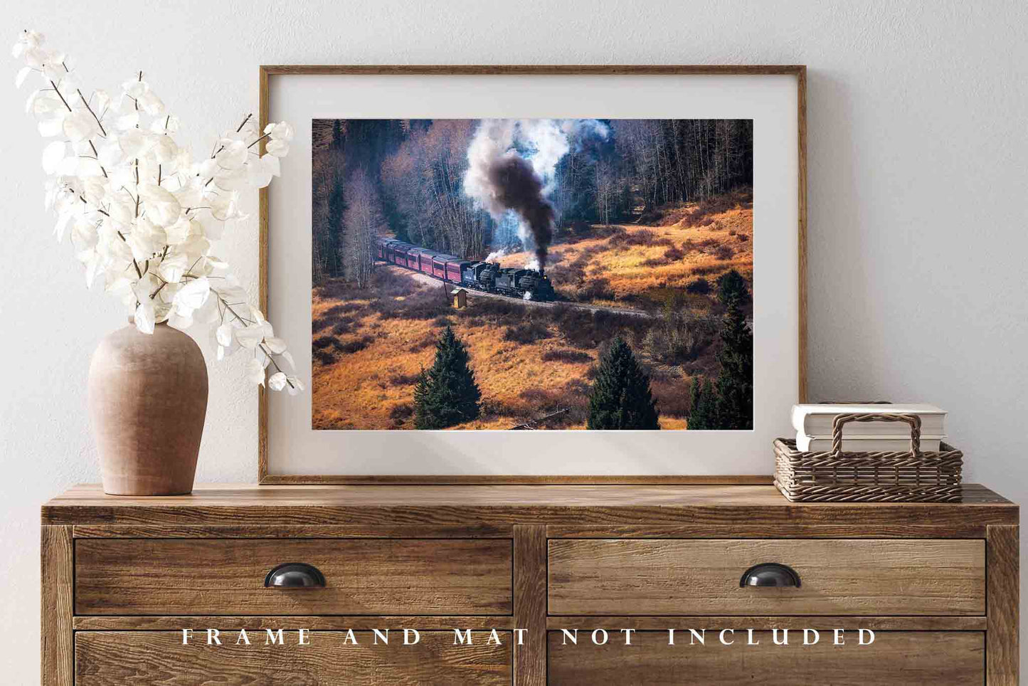 Train Photography Print - Picture of Steam Locomotive on Autumn Day in Colorado Mountains Railroad Home Decor Wall Art Photo Artwork