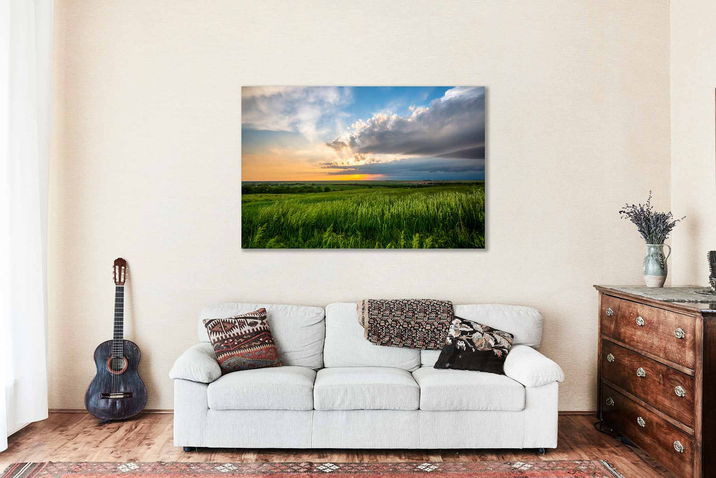 Prairie Metal Print | Great Plains Photography | Stormy Sunset Wall Art | Kansas Landscape Photo | Nature Decor | Ready to Hang