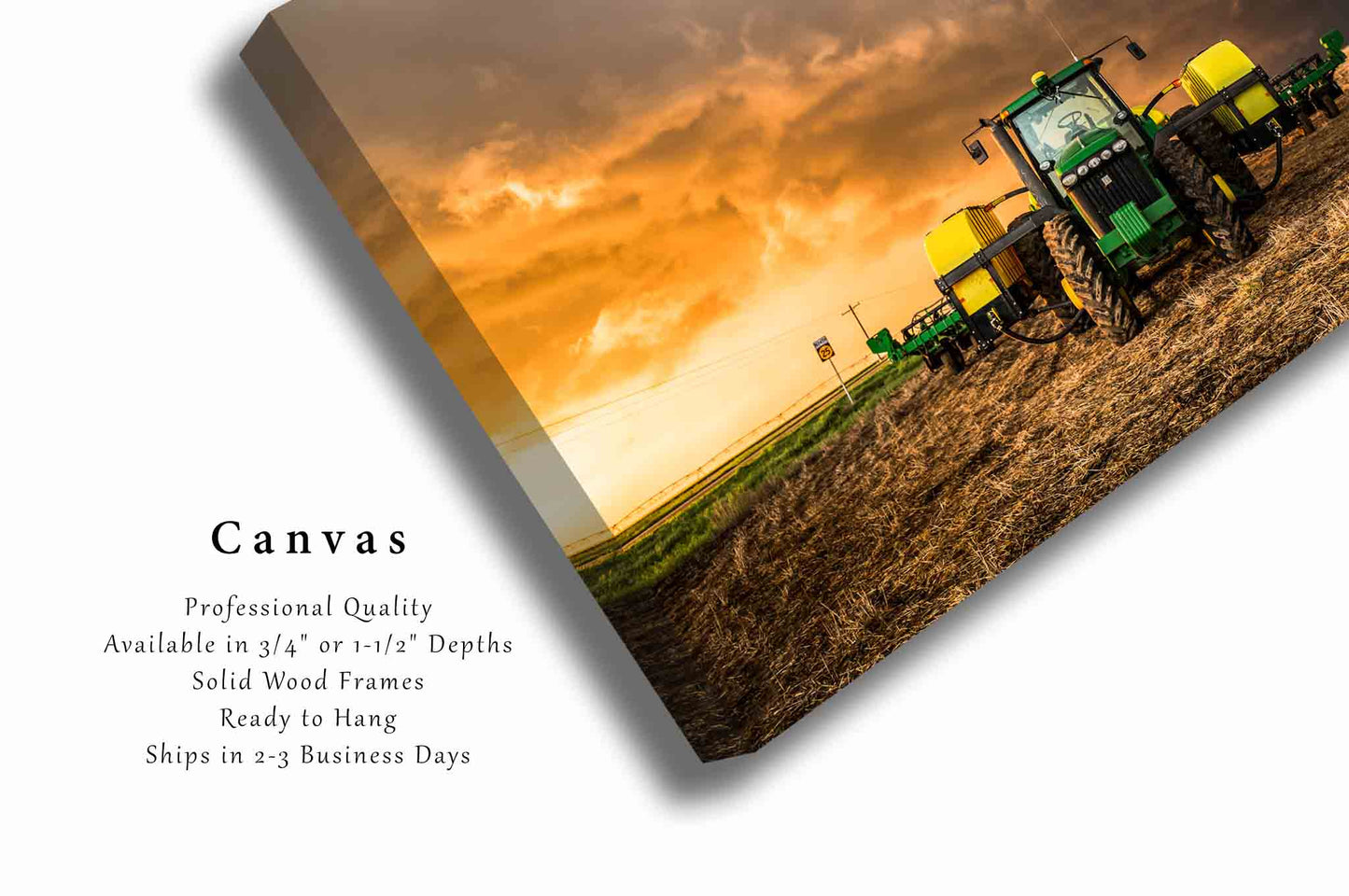 Tractor Canvas | Kansas Farm Equipment Thunderstorm Country Farmhouse Decor Stormy Sunset Wall Art