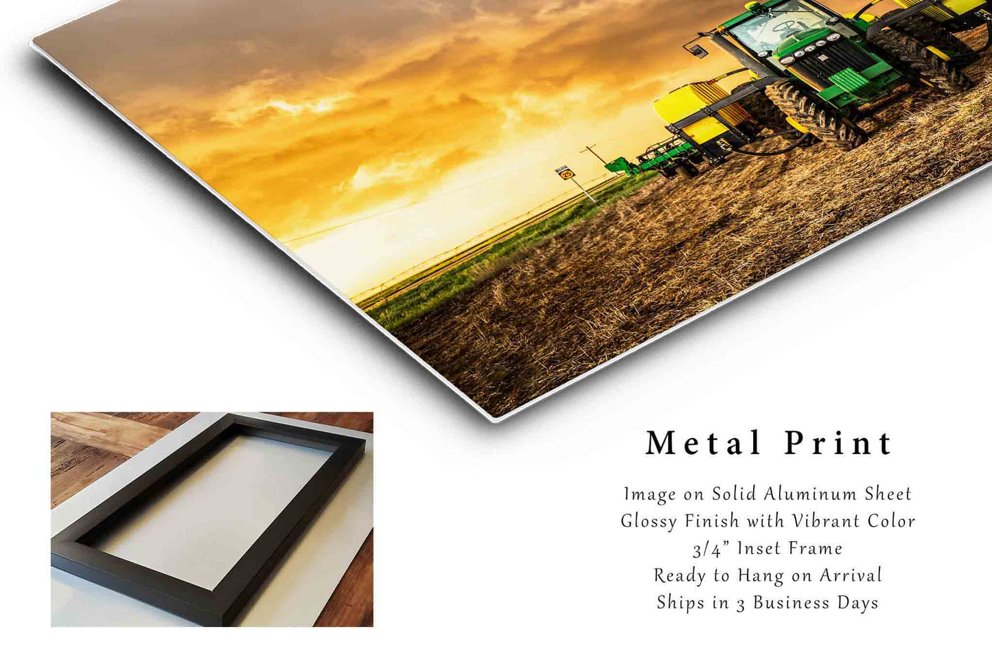 Tractor Metal Print | Kansas Storm Farm Equipment Stormy Sunset Country Farmhouse Wall Art Decor