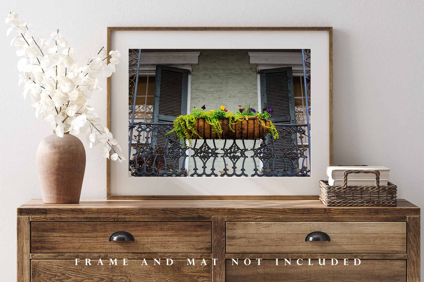 NOLA Photography Print (Not Framed) Picture of Pansies in Planter on Balcony in New Orleans Louisiana Flower Wall Art French Quarter Decor