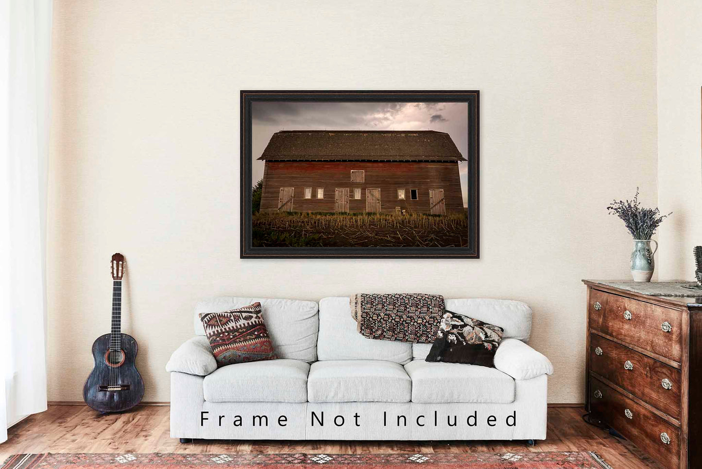 Country Photography Print (Unframed) Old Red Barn Side with Multiple Doors in Nebraska | Midwest Wall Art Farmhouse Decor