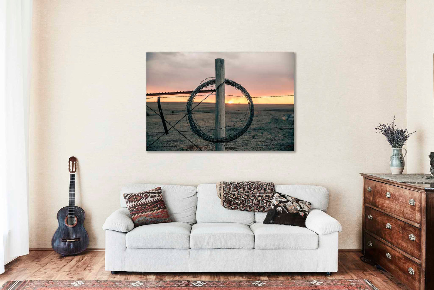 Barbed Wire Canvas | Farm and Ranch Gallery Wrap | Country Photography | Oklahoma Wall Art | Western Decor | Ready to Hang