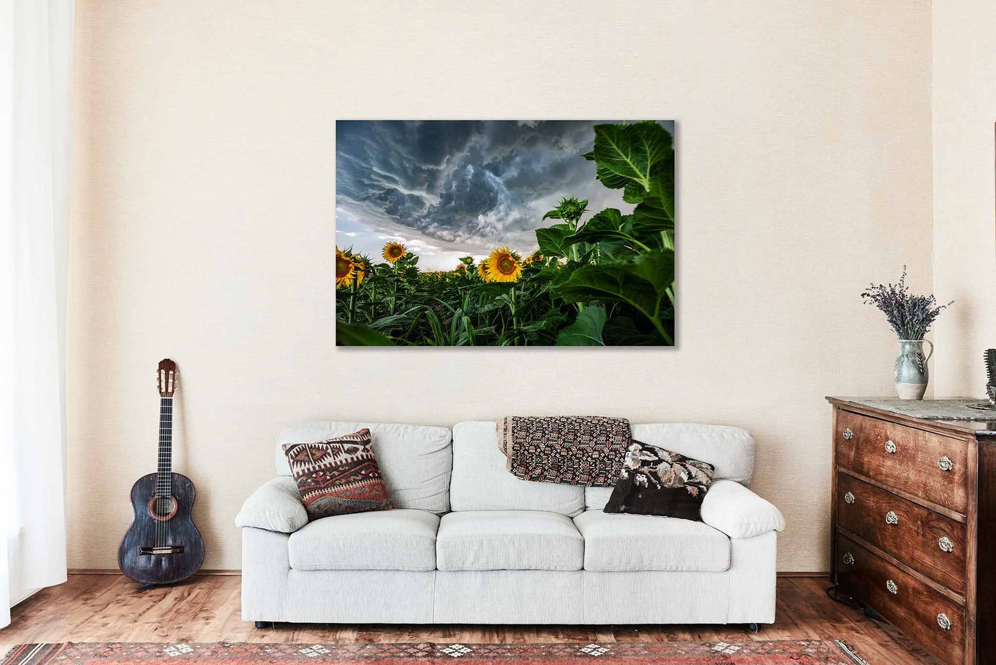 Sunflower Canvas | Thunderstorm Gallery Wrap | Country Photography | Kansas Wall Art | Farmhouse Decor | Ready to Hang