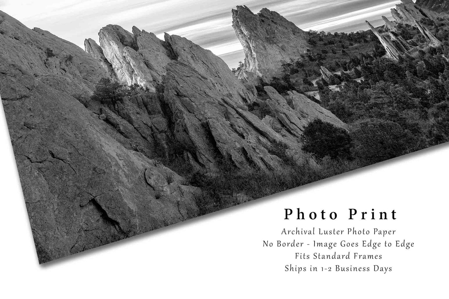 Rocky Mountains Photography Print (Not Framed) Black and White Picture of Garden of the Gods in Colorado Springs Landscape Wall Art Western Decor