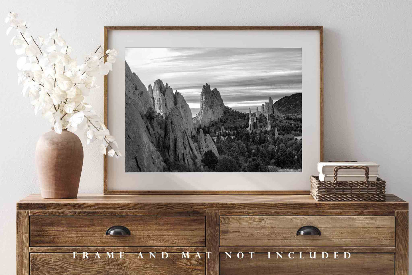 Rocky Mountains Photography Print (Not Framed) Black and White Picture of Garden of the Gods in Colorado Springs Landscape Wall Art Western Decor