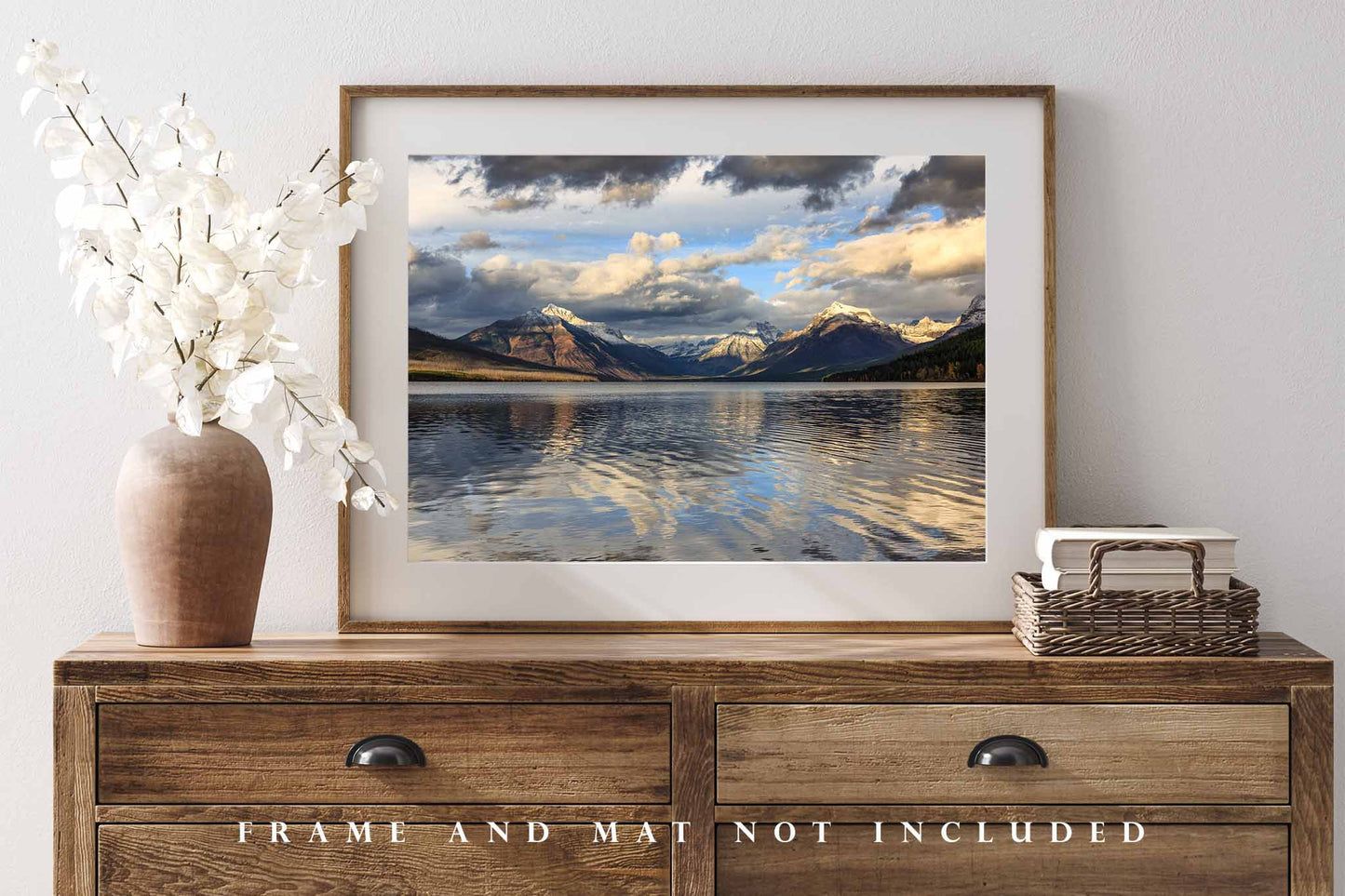 Glacier National Park Photograpy Print (Not Framed) Picture of Snowy Peaks at Lake McDonald on Autumn Day in Montana Rocky Mountain Wall Art Nature Decor
