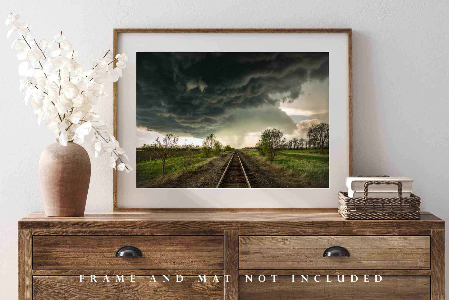 Storm Photography Print | Thunderstorm Picture | Train Tracks Wall Art | Kansas Photo | Railroad Decor | Not Framed