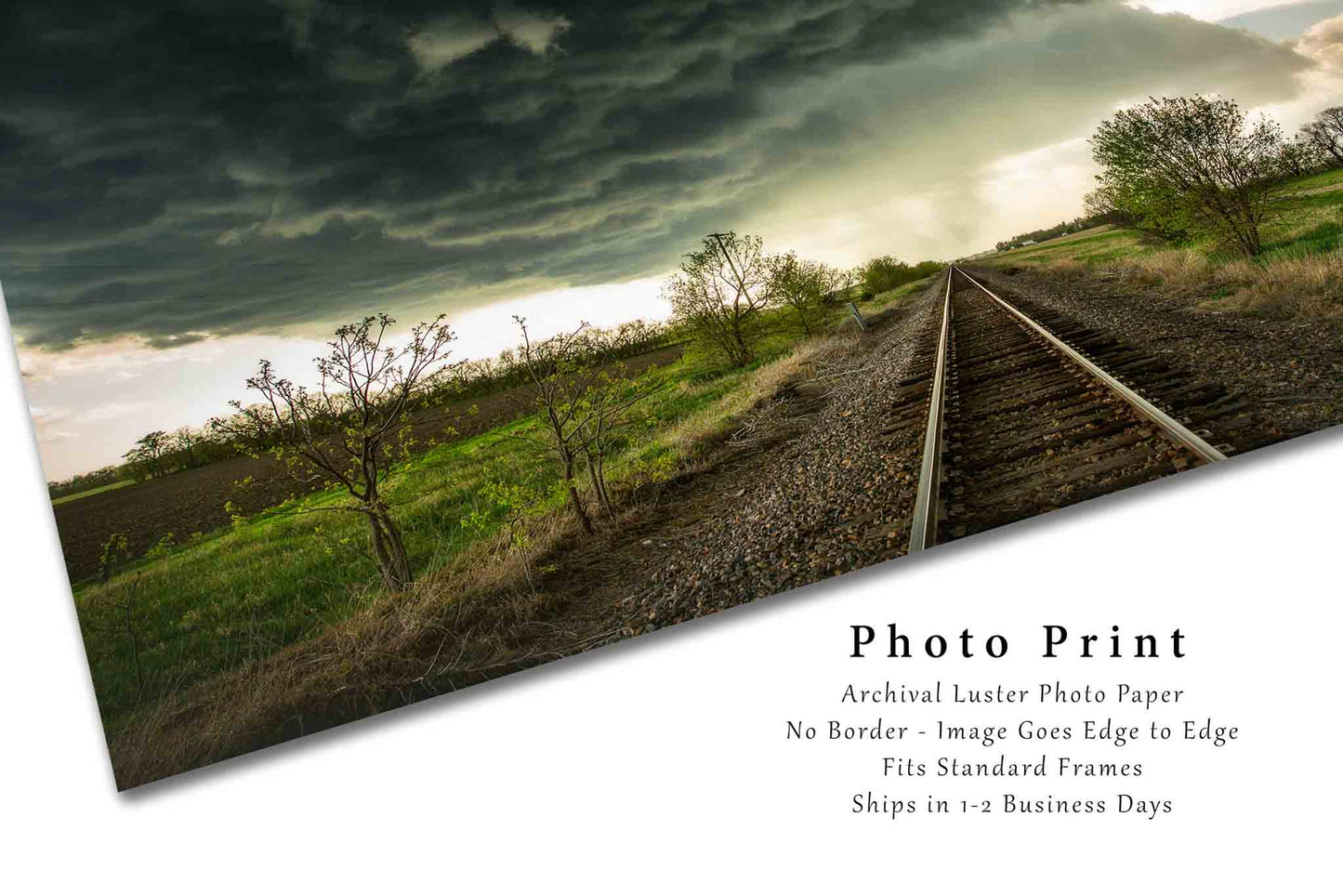 Storm Photography Print | Thunderstorm Picture | Train Tracks Wall Art | Kansas Photo | Railroad Decor | Not Framed