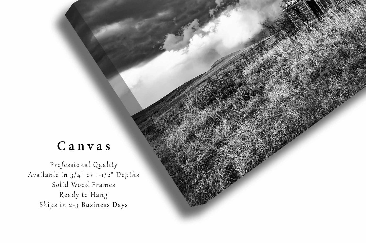 Abandoned House Canvas | Old Homestead Gallery Wrap | Black and White Photography | Kansas Wall Art | Great Plains Decor | Ready to Hang