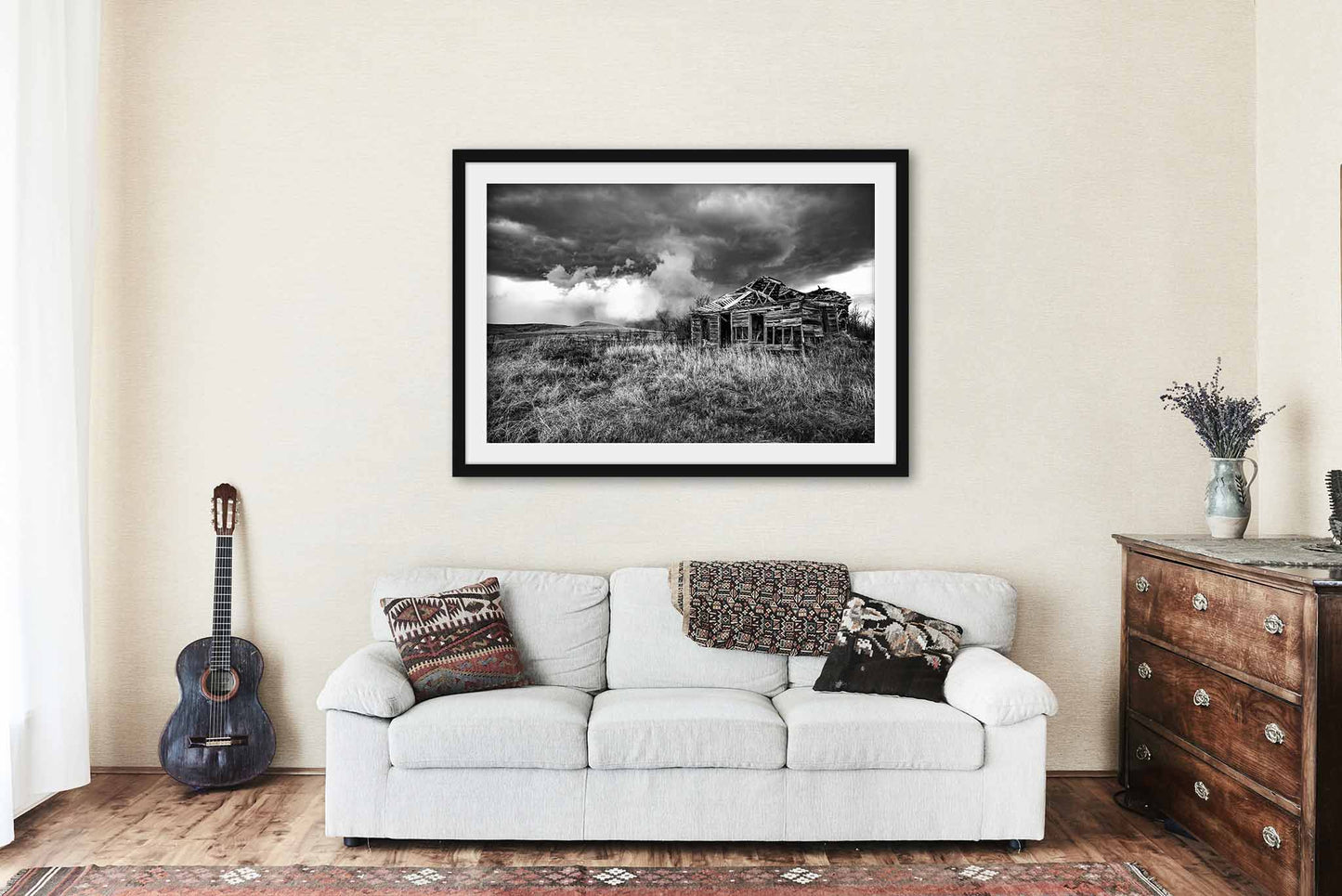 Abandoned House Framed and Matted Print | Old Homestead Photo | Black and White Decor | Kansas Photography | Great Plains Wall Art | Ready to Hang