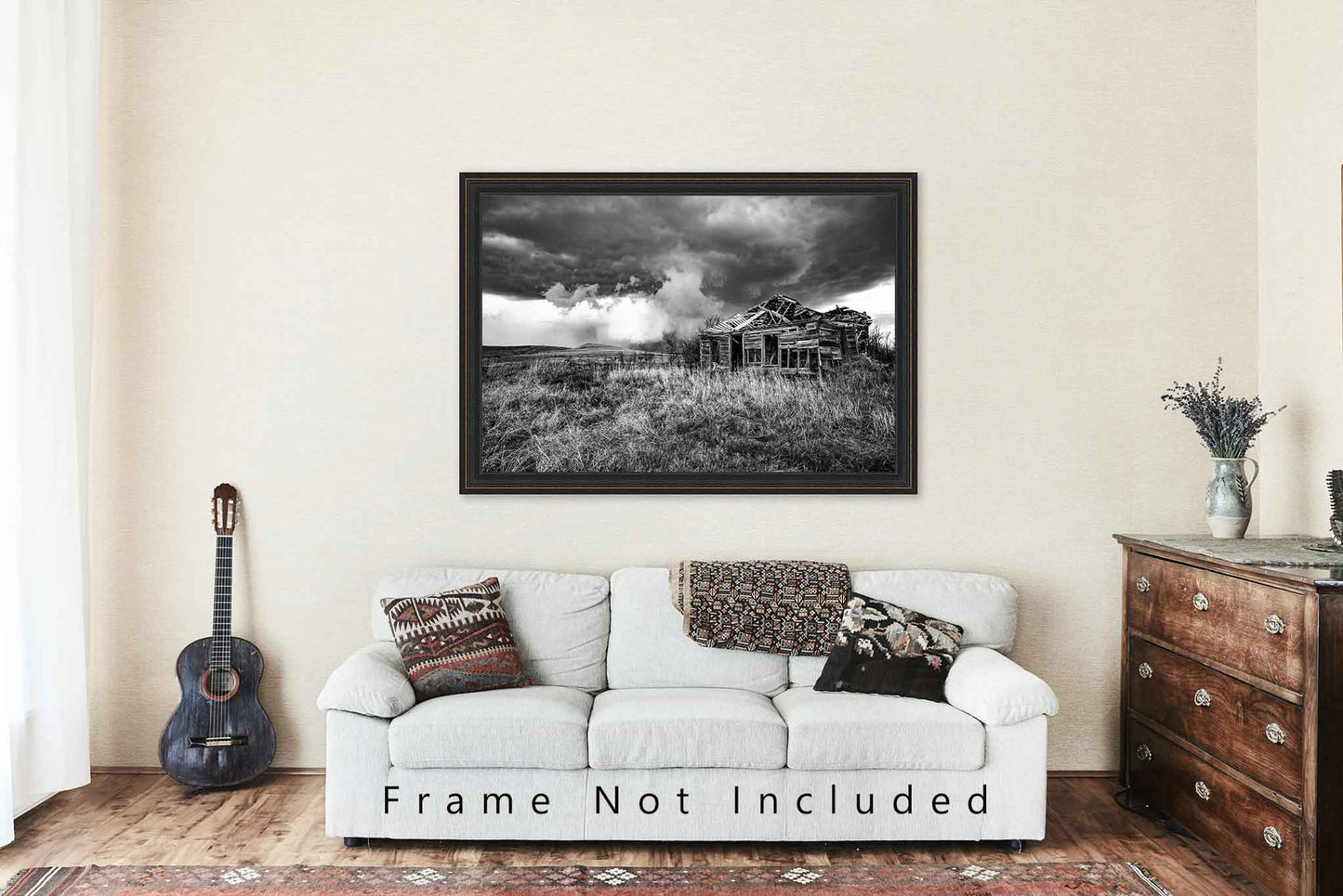 Black and White Photo Print | Abandoned Homestead Picture | Kansas Wall Art | Great Plains Photography | Farmhouse Decor