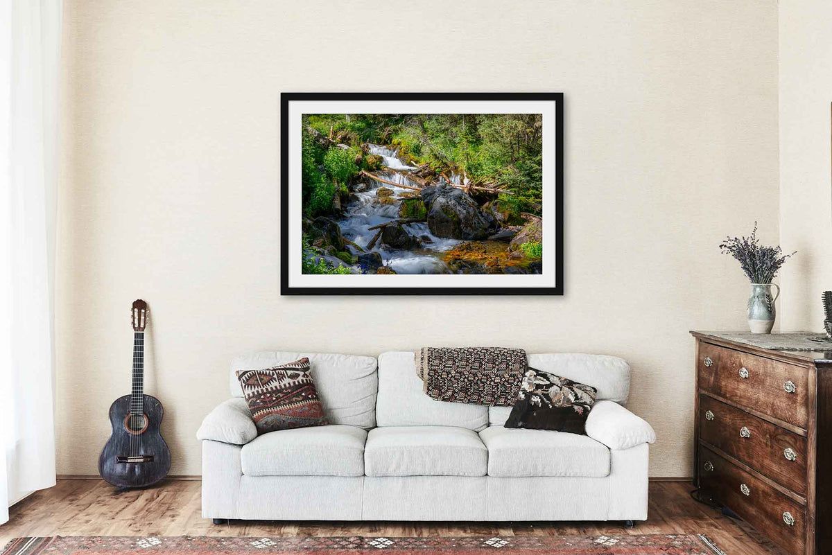 Cascading Creek in New Mexico Framed Print | Rocky Mountain Landscape Wall Art Nature Decor