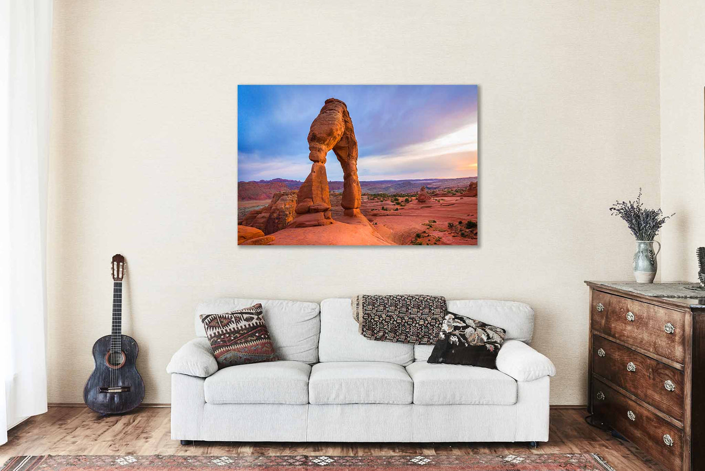 Desert Metal Print (Ready to Hang) Photo of Delicate Arch at Sunset in Arches National Park Utah Southwestern Wall Art Western Decor