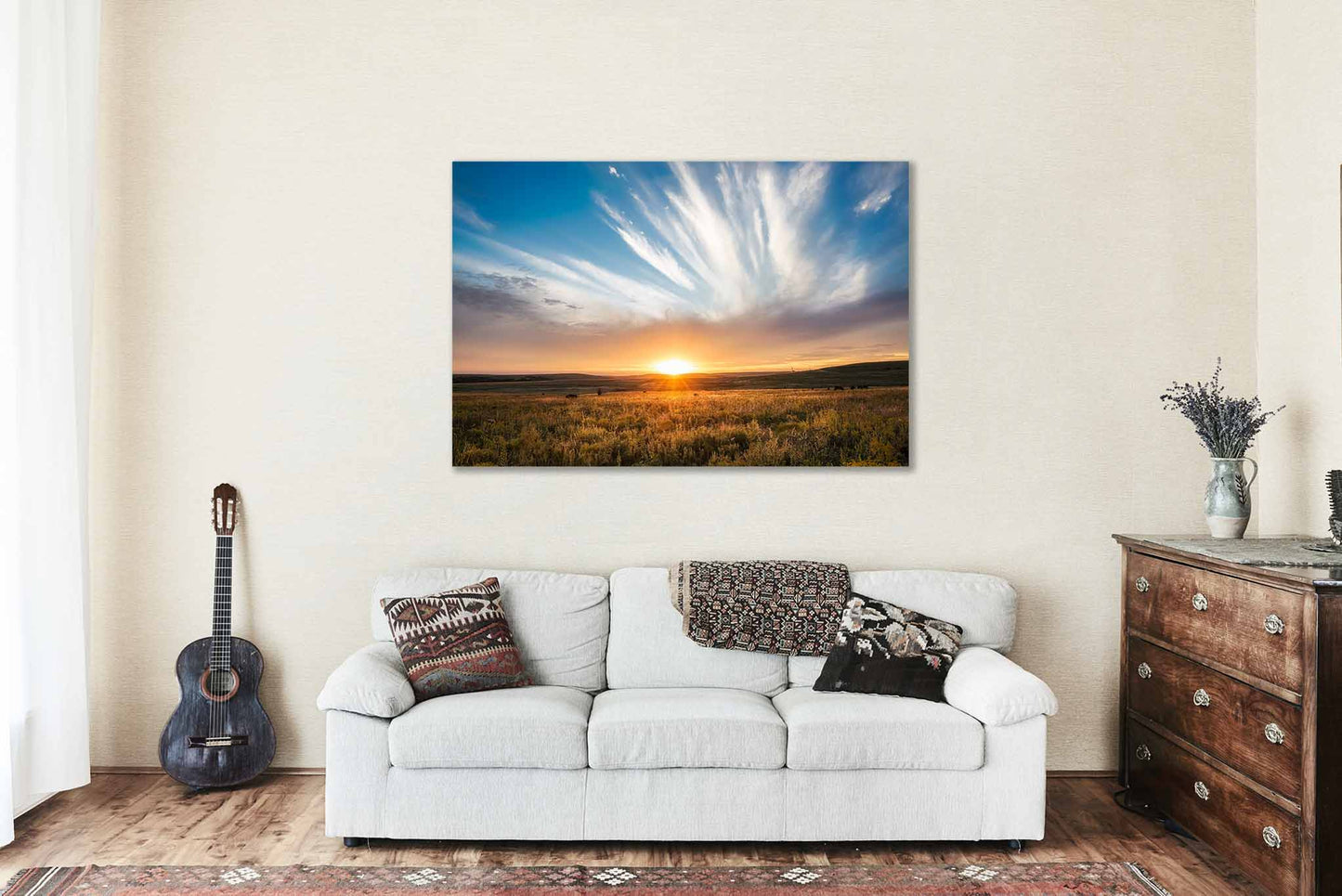 Tallgrass Prairie Canvas | Sunset Gallery Wrap | Great Plains Photography | Oklahoma Landscape Wall Art | Western Decor | Ready to Hang