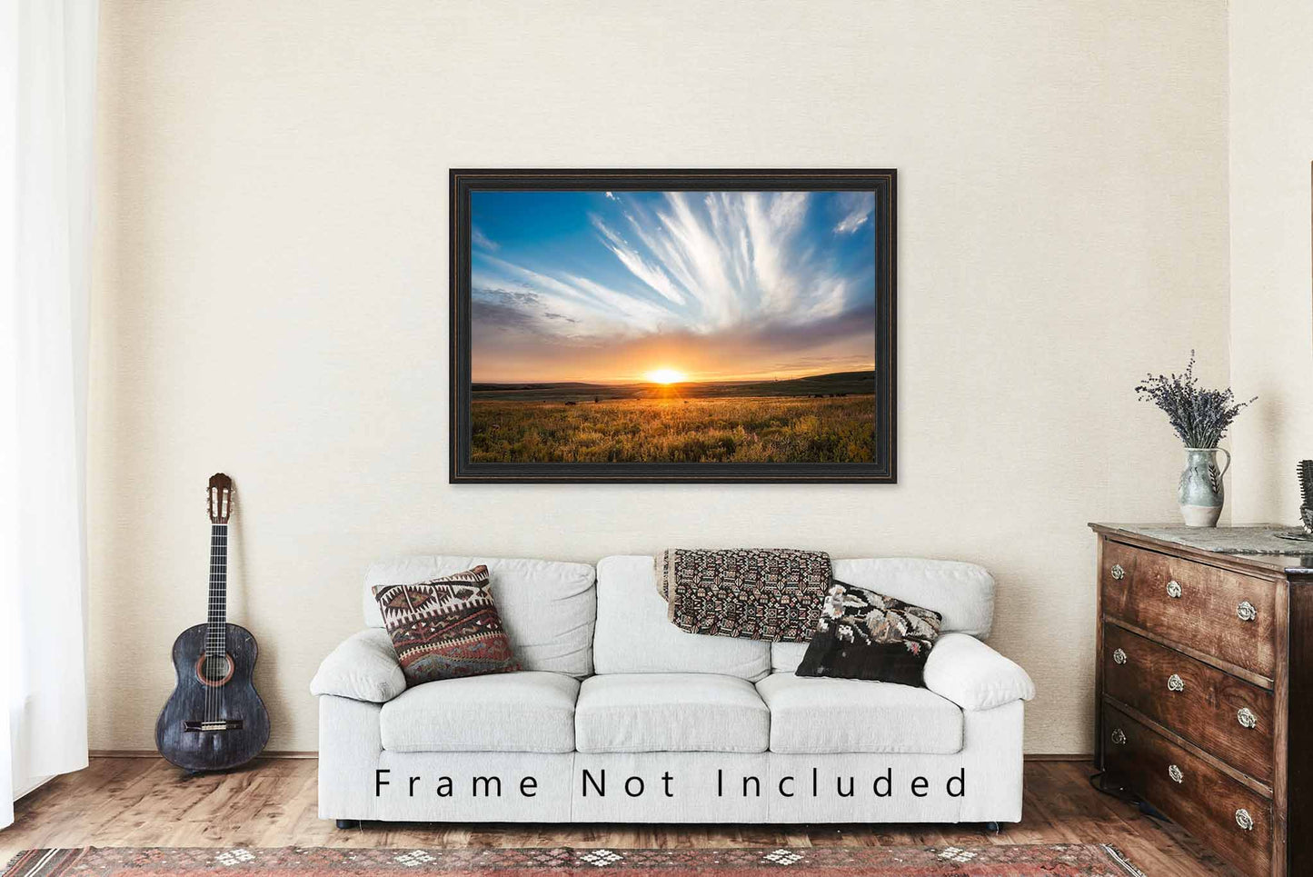 Sunset Photography Print - Fine Art Picture of Incredible Sunset Over Tallgrass Prairie in Northern Oklahoma Landscape Photo Plains Decor
