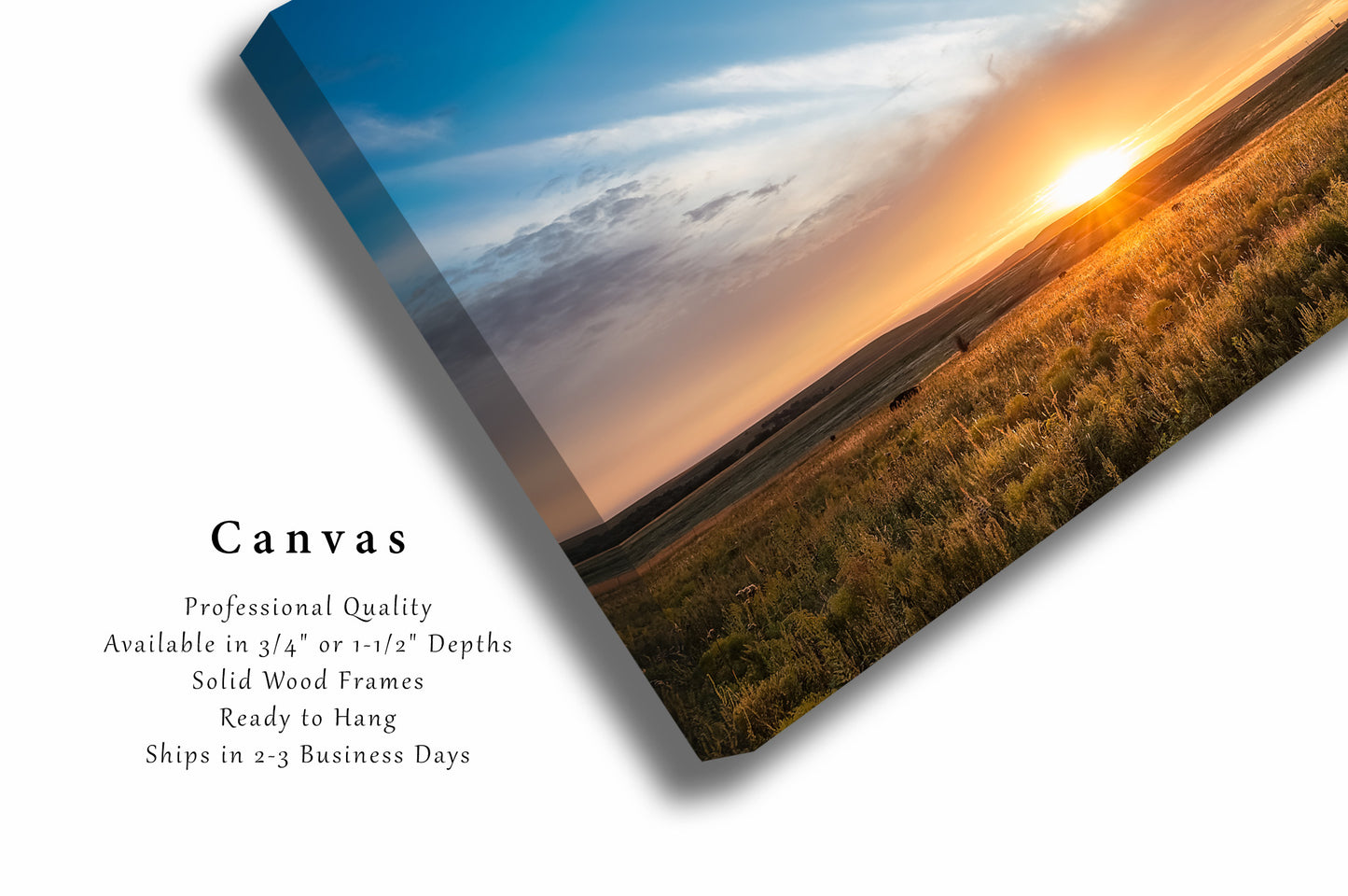 Canvas Wall Art | Scenic Sunset Over Tallgrass Prairie Photo | Landscape Gallery Wrap | Oklahoma Photography | Great Plains Picture | Western Decor