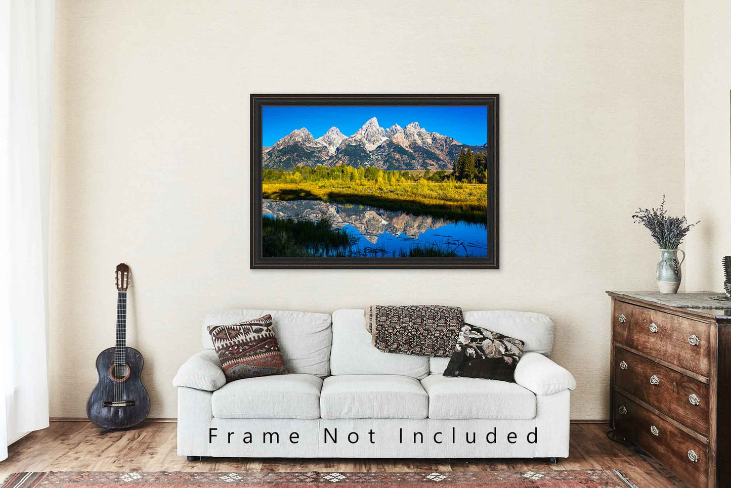 Rocky Mountain Photography Print (Not Framed) Picture of Grand Teton at Schwabacher Landing in Wyoming Landscape Wall Art Western Decor