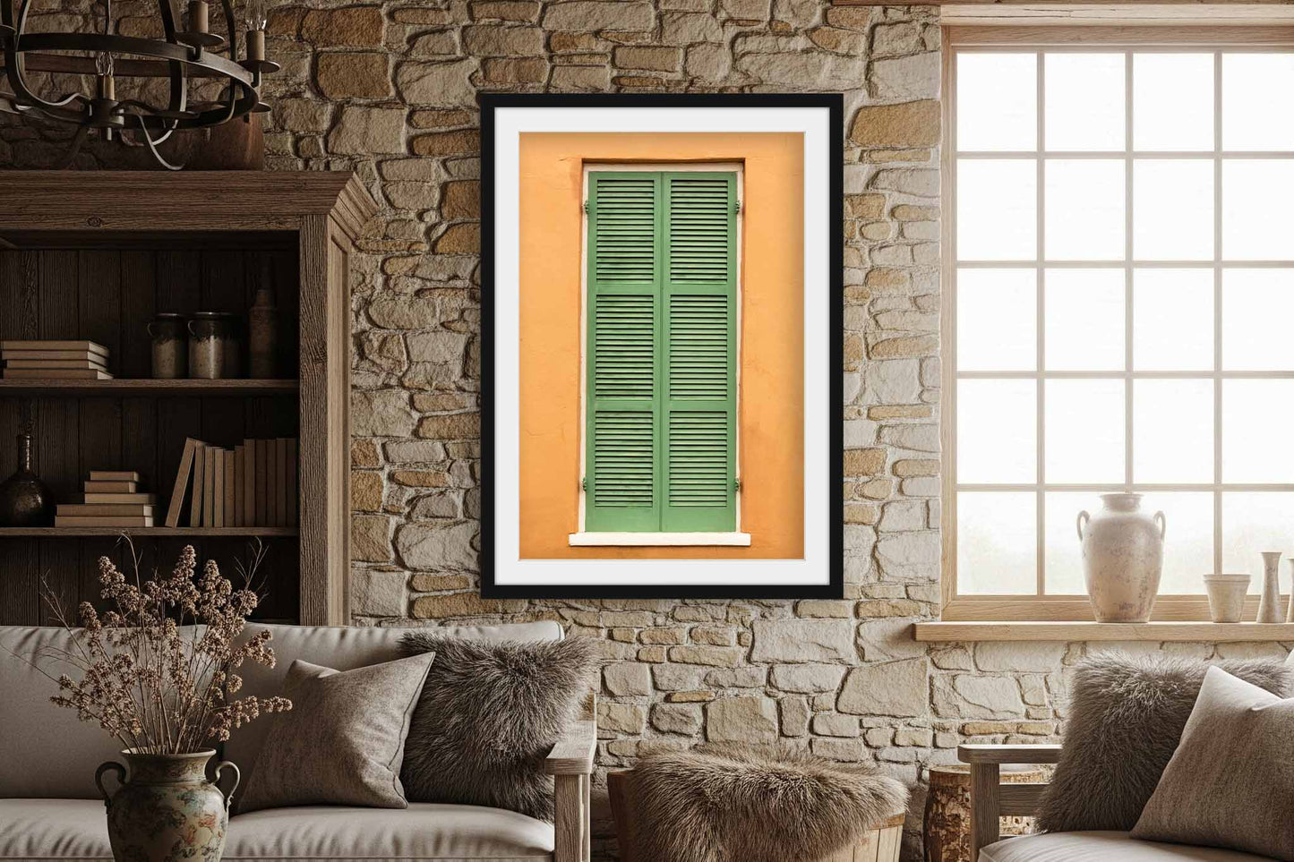 French Quarter Framed and Matted Print | Green Shutters Photo | New Orleans Decor | Louisiana Photography | Architecture Wall Art | Ready to Hang