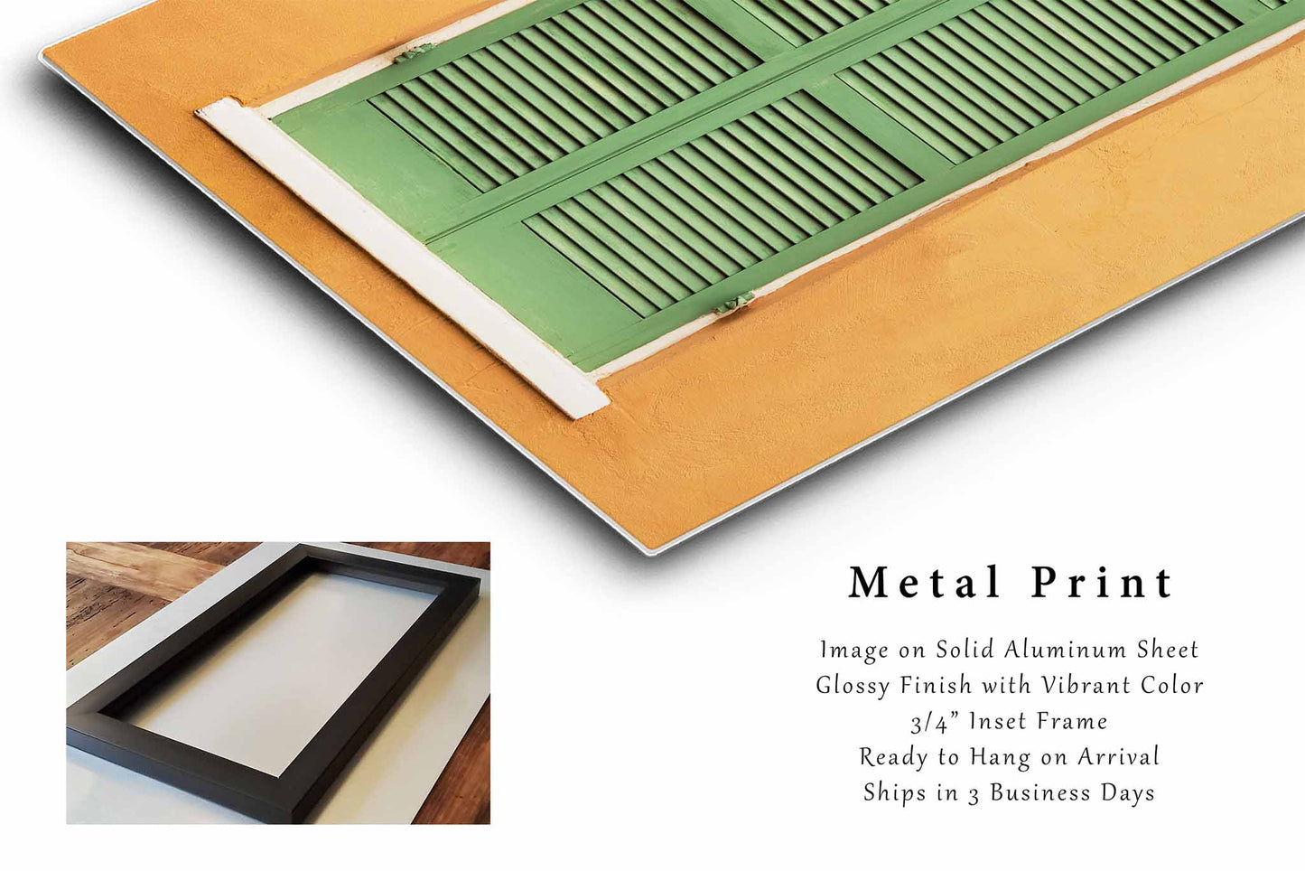 French Quarter Metal Print | Green Shutters Photography | New Orleans Wall Art | Louisiana Photo | Architecture Decor | Ready to Hang