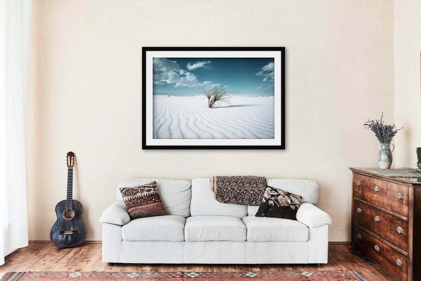 Yucca Plant Framed and Matted Print | White Sands National Park Photo | Retro Desert Decor | New Mexico Landscape Photography | Southwest Décor Wall Art | Ready to Hang