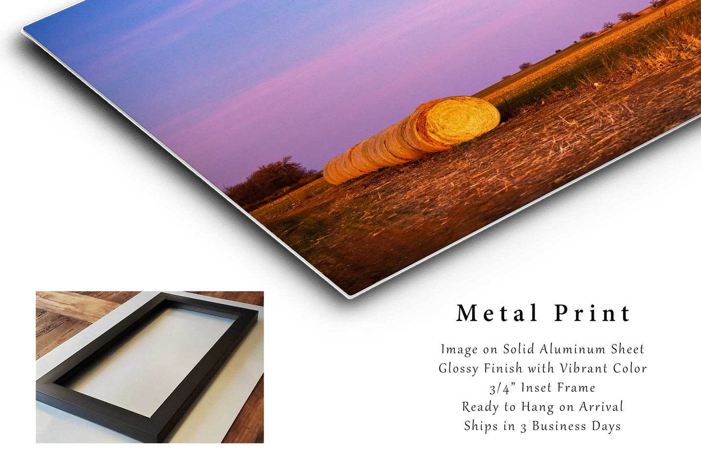 Celestial Metal Print | Blood Moon Eclipse Over Hay Bales Photo | Farm Photography | Oklahoma Picture | Farmhouse Decor