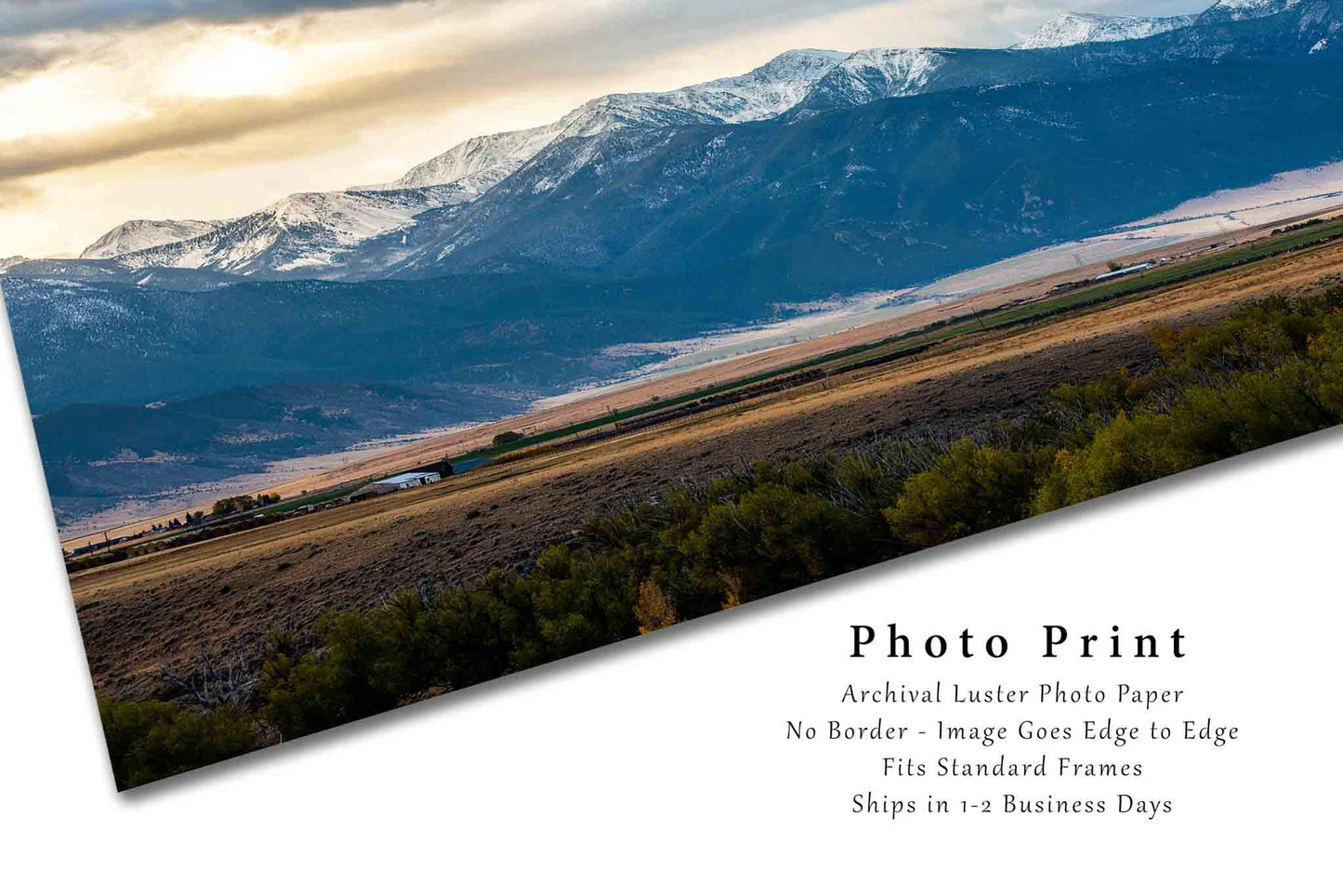 Western Wall Art - Picture of Rocky Mountains in Golden Sunlight in Montana - Landscape Photography Photo Print Artwork Decor