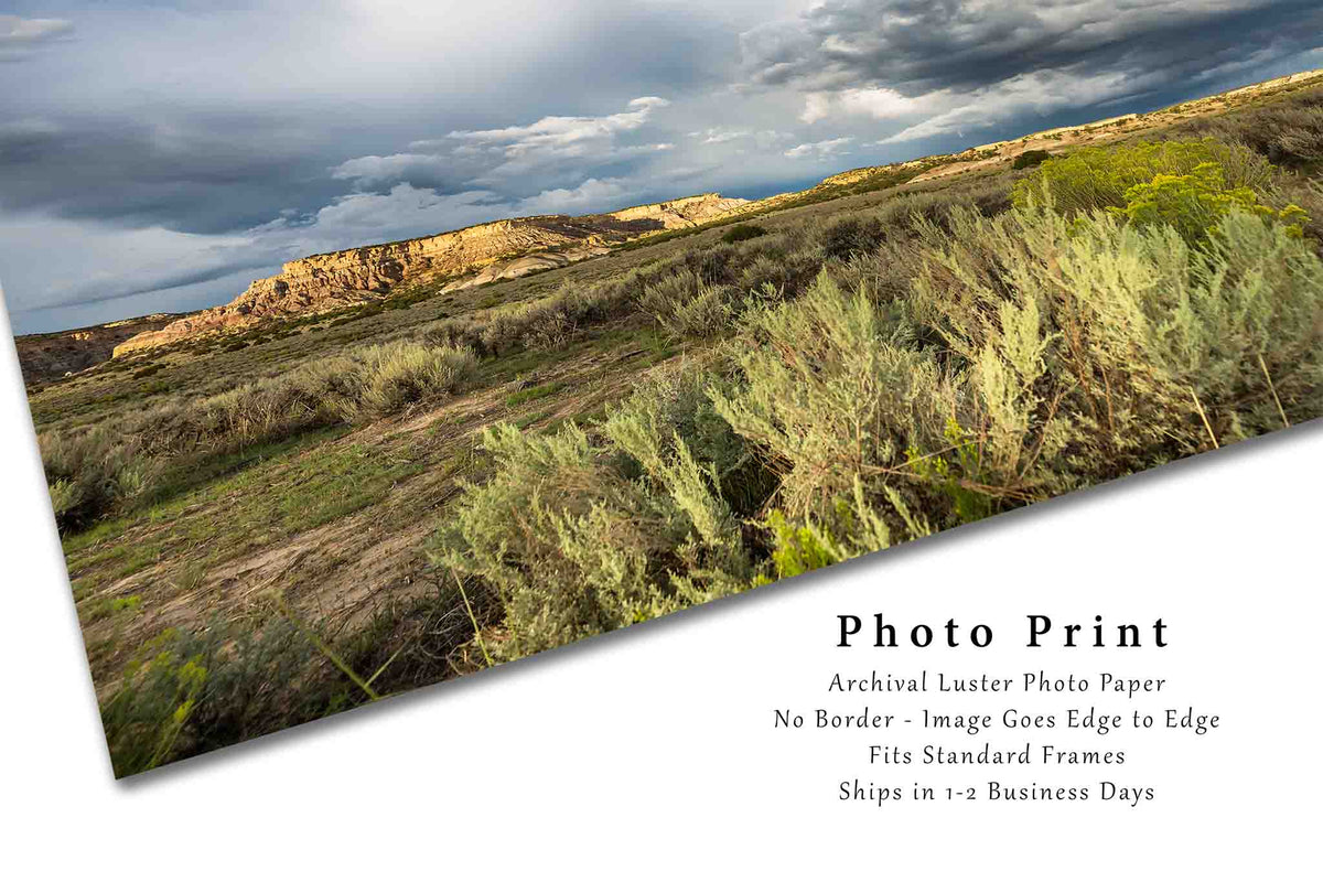 Storm Clouds over Sagebrush and Mesas in New Mexico Photo Print (Unframed) | Western Landscape Wall Art Southwest Decor