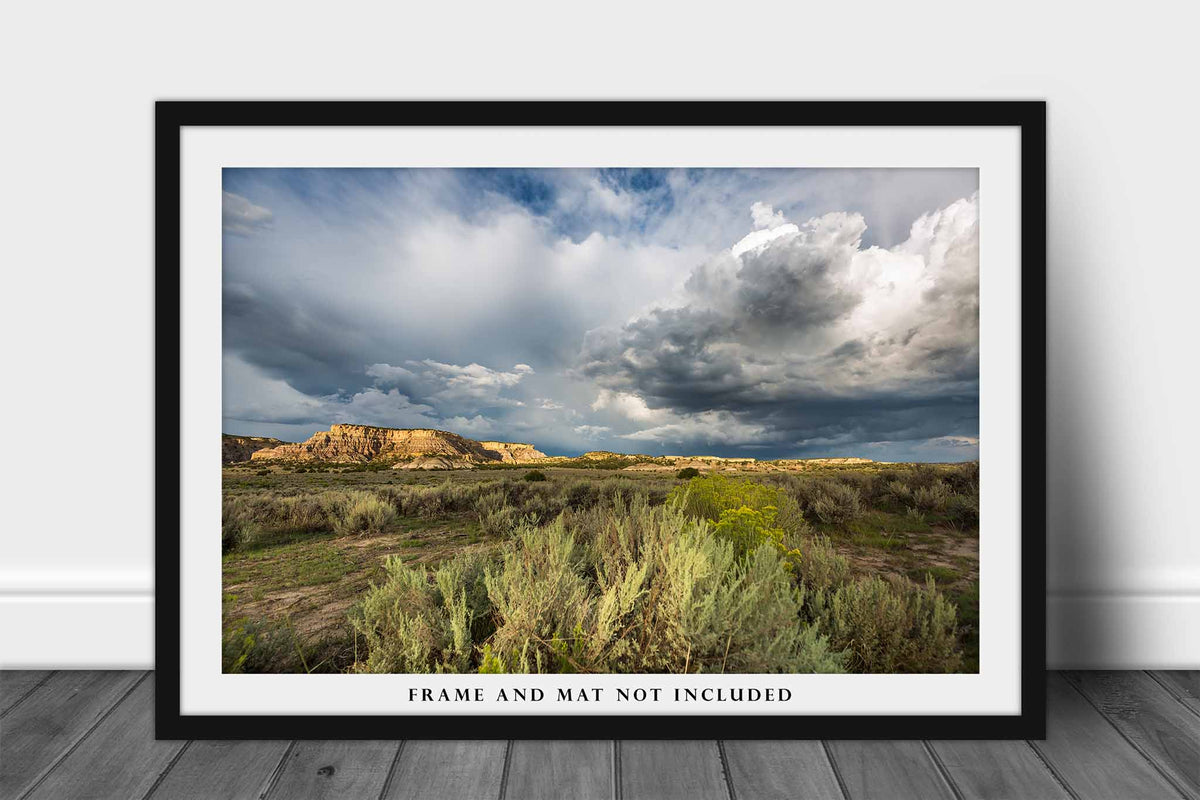 Storm Clouds over Sagebrush and Mesas in New Mexico Photo Print (Unframed) | Western Landscape Wall Art Southwest Decor