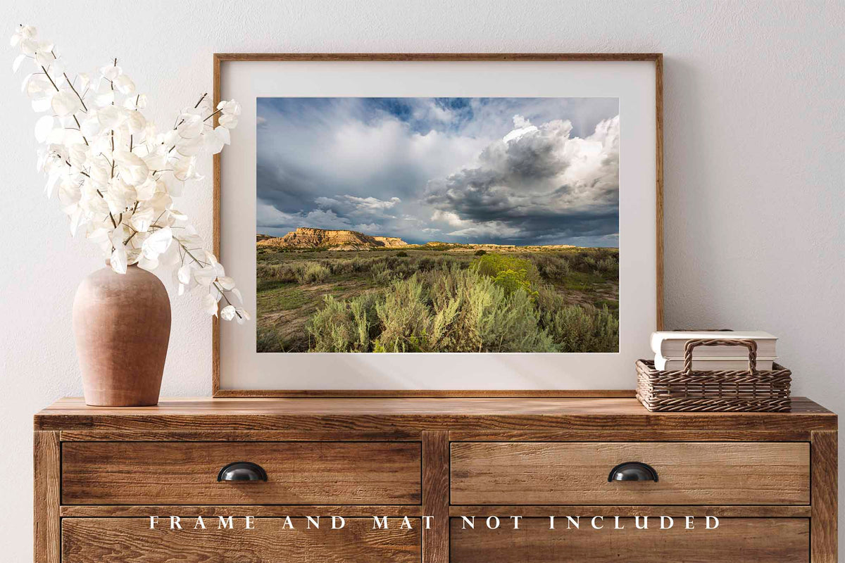 Storm Clouds over Sagebrush and Mesas in New Mexico Photo Print (Unframed) | Western Landscape Wall Art Southwest Decor