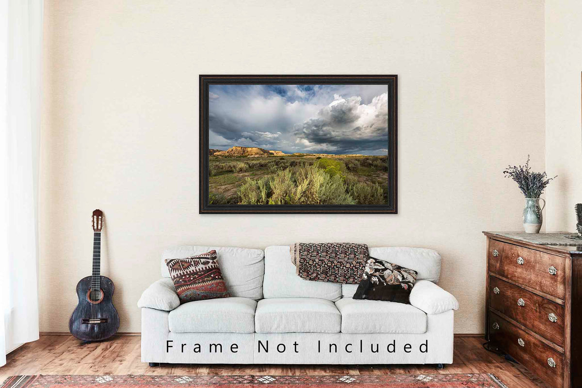 Storm Clouds over Sagebrush and Mesas in New Mexico Photo Print (Unframed) | Western Landscape Wall Art Southwest Decor