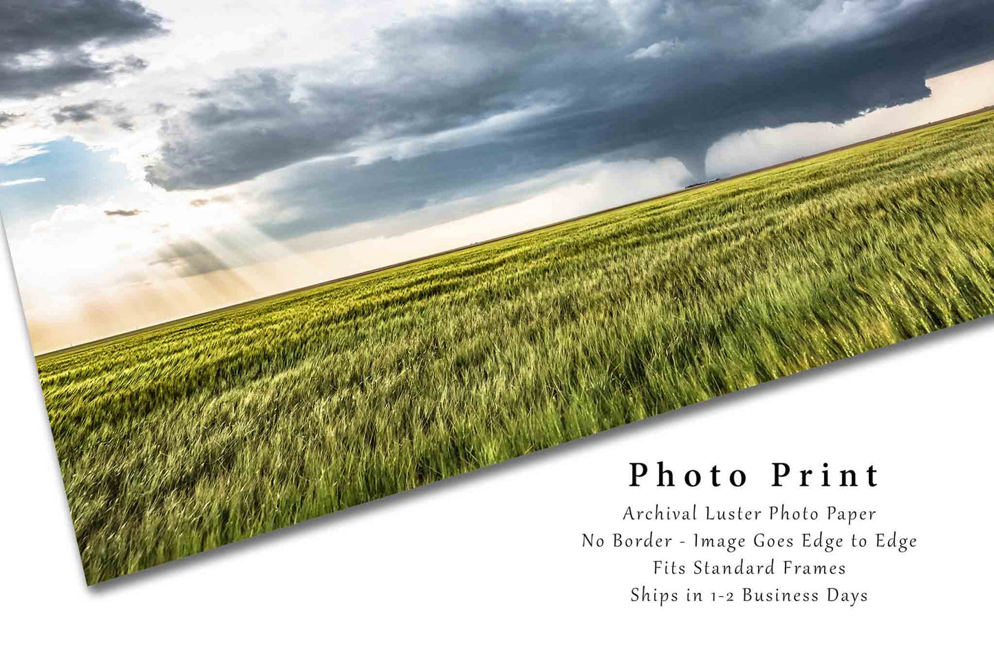 Storm Photography Print - Fine Art Landscape Picture of Tornado in Field in Kansas Weather Nature Wall Art Thunderstorm Photo Decor