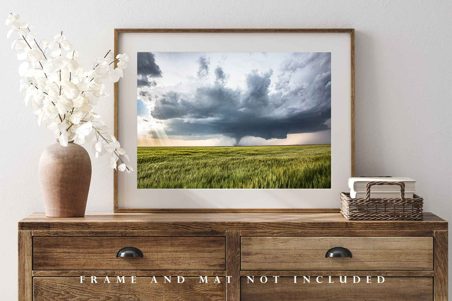 Storm Photography Print - Fine Art Landscape Picture of Tornado in Field in Kansas Weather Nature Wall Art Thunderstorm Photo Decor