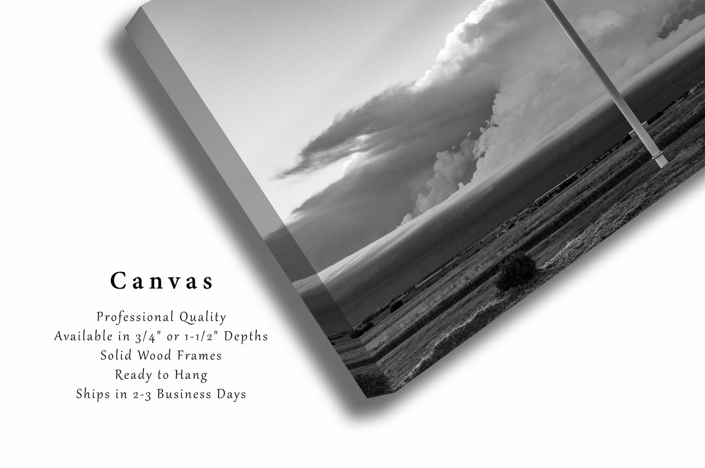 Cross Canvas | Storm Gallery Wrap | Black and White Photography | Oklahoma Wall Art | Spiritual Decor | Ready to Hang