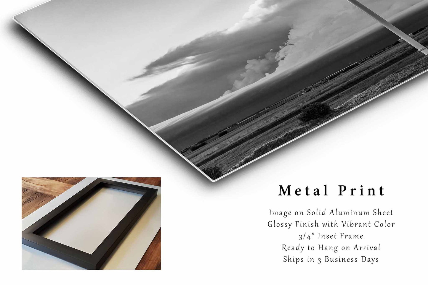 Cross Metal Print | Storm Photography | Black and White Wall Art | Oklahoma Photo | Spiritual Decor | Ready to Hang