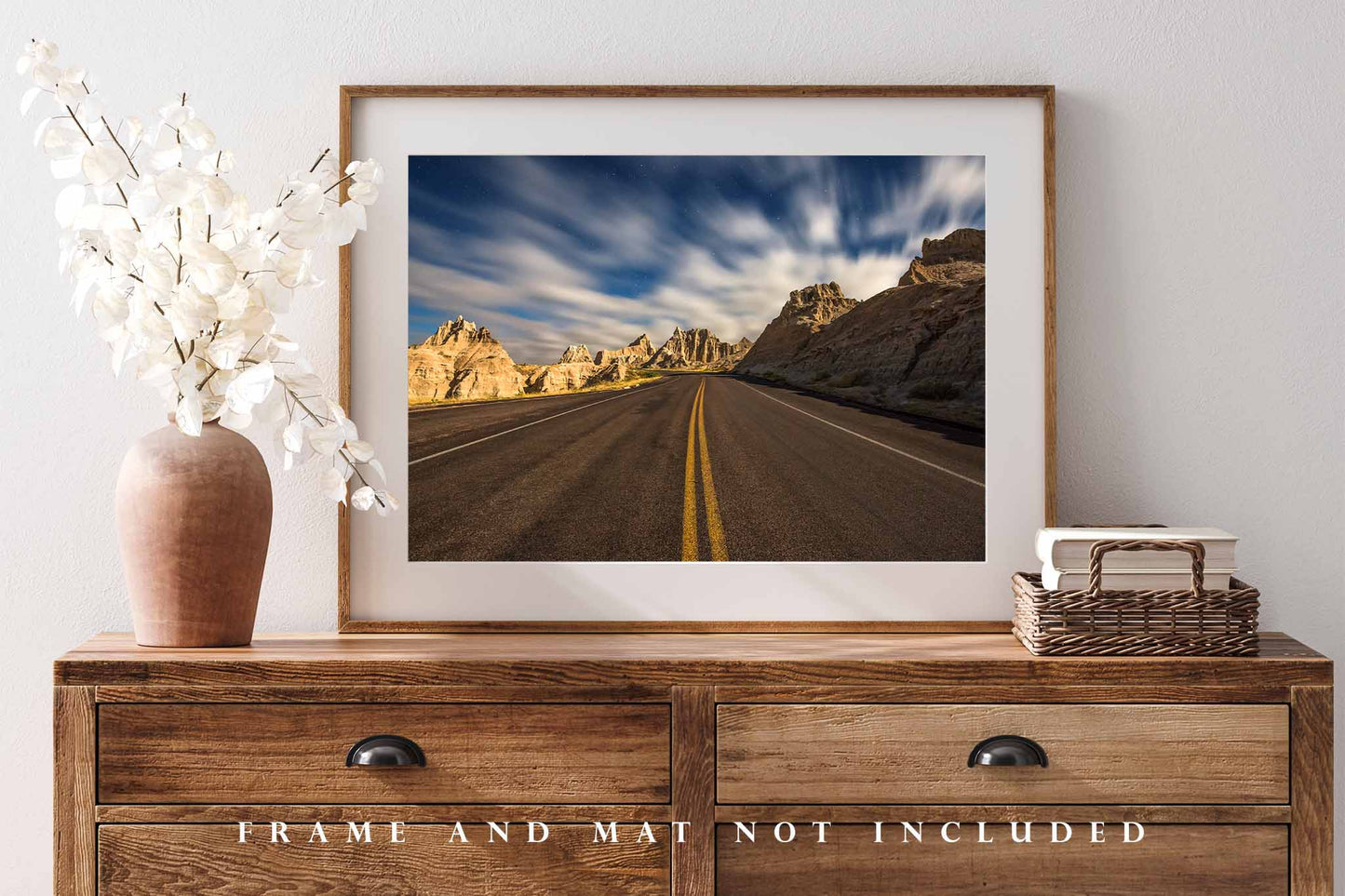 Road Trip Photography Print (Not Framed) Picture of Highway Leading Through Pinnacles in Badlands National Park South Dakota Travel Wall Art Wanderlust Decor