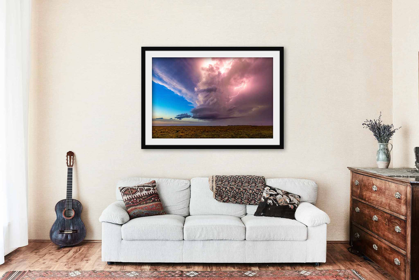 Storm Framed and Matted Print | Supercell Thunderstorm Photo | Weather Decor | Kansas Landscape Photography | Nature Wall Art | Ready to Hang